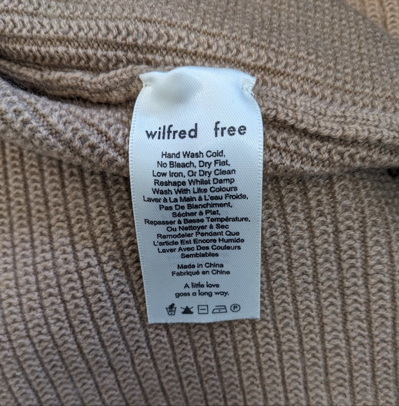 Wilfred Free Lolan Cropped Merino Wool Sweater | Tan | Size M | EUC - Picture 11 of 12